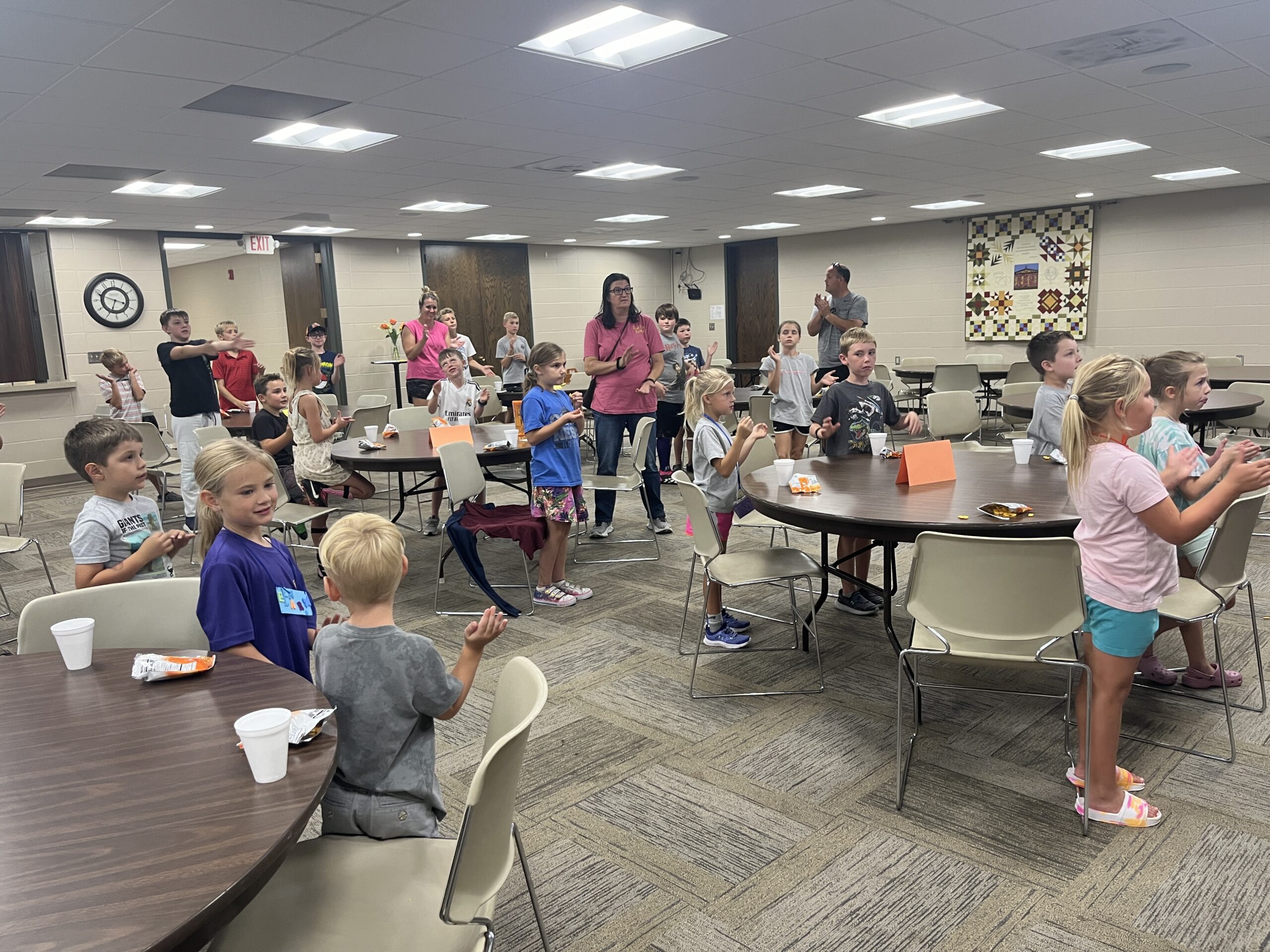 Group of children practicing with bells